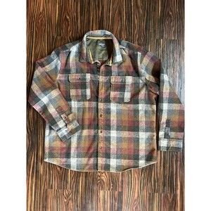 Mens Wool Shirt Jacket Size Xl Flannel Quilted Pl… - image 1